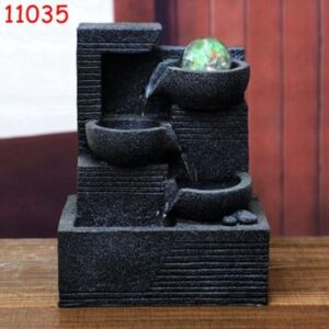 Modern Black Tabletop Water Fountain with LED Crystal Ball – Indoor Home & Office Décor