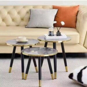 Modern Marble Nesting Coffee Tables – Set of 3 Round Living Room Tables