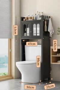 Premium bathroom over toilet storage cabinet in Kenya with dust-proof locker and luxury design