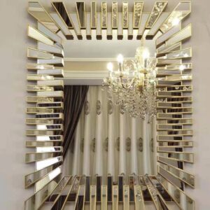 Luxury Sunburst Decorative Wall Mirror – Gold, Silver & Black