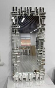 Luxury gold geometric wall mirror measuring 55*120cm for modern home interiors