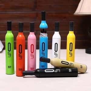 Wine bottle design foldable umbrella available in colorful portable style for rain and sun protection