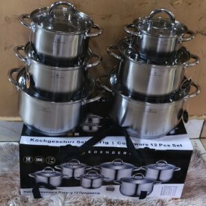 12-Piece Stainless Steel Cookware Set with Glass Lids