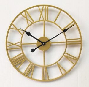 Modern black Roman numeral wall clock with open-frame design,50cm diameter