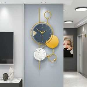 Luxury Modern Decorative Wall Clock 38x78cm | Gold & Marble Accent Wall Clock