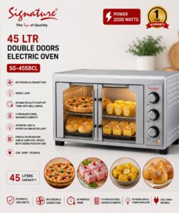 Signature 45L Double Door Electric Oven with rotisserie and convection in silver (SG-455BCL)