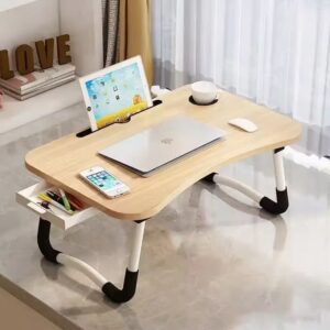 Foldable Portable Laptop Bed Table with Side Drawer