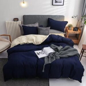 Plain Double-Sided Cotton Duvet Cover Set