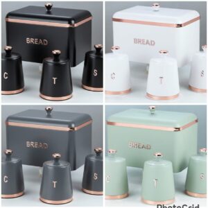 4-Piece Luxury Bread Bin & Kitchen Storage Canister Set