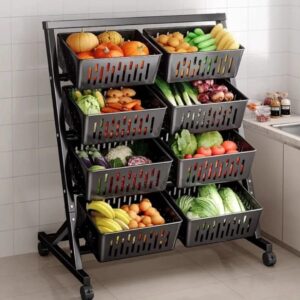 8-Basket Rolling Vegetable Storage Rack